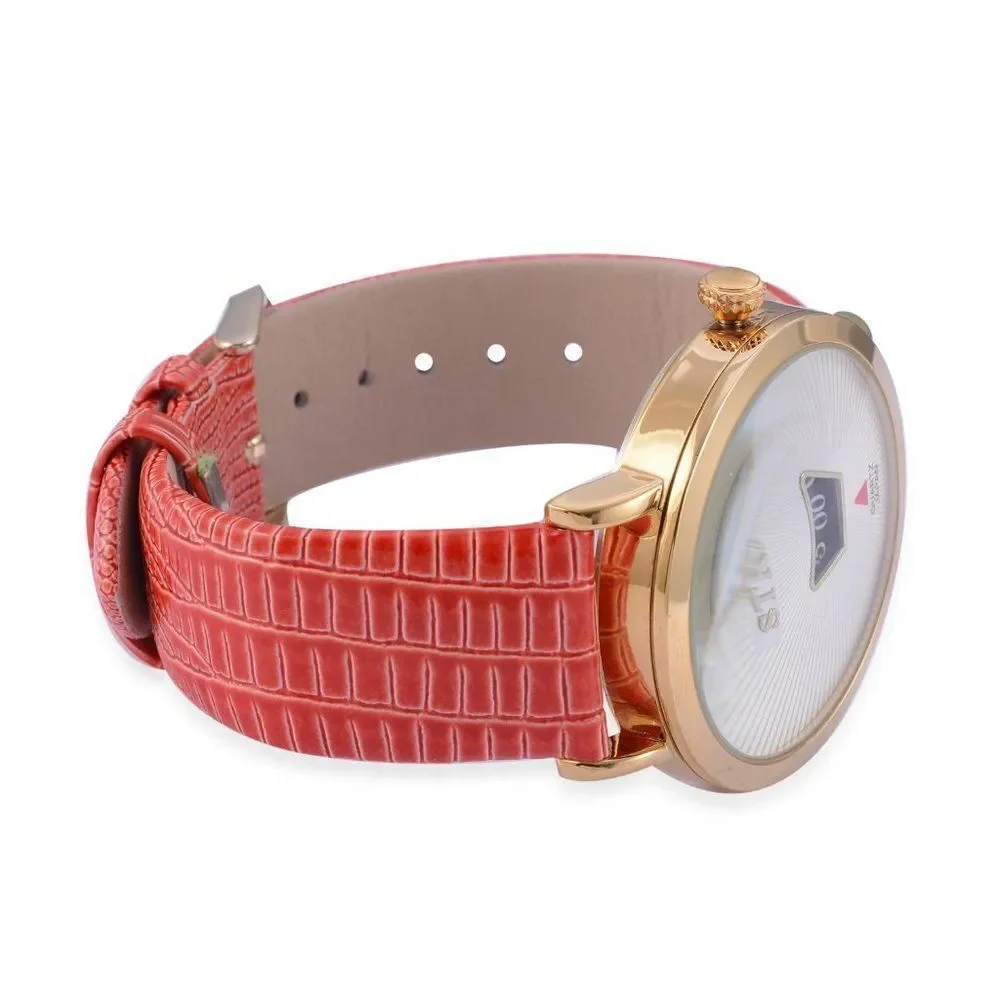 STRADA Watch with Faux Leather Band Red